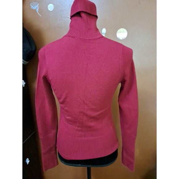 Sweater Women's Small Turtleneck Burgundy Textured Ribbed Accents Soft - Picture 5 of 7